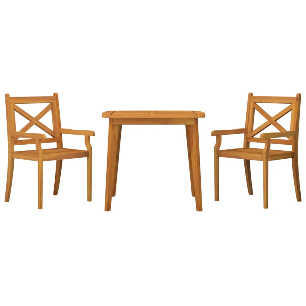 3 Pcs conjunto de jantar para jardim madeira de acácia maciça