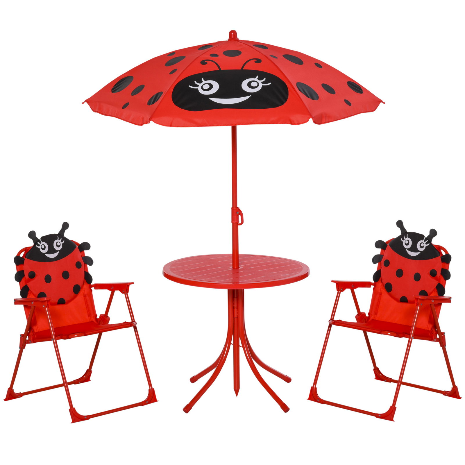Conjunto de Mesa e Cadeira de Jardim Conjunto de Picnic Dobrável para Crianças Conjunto de Mesa com Chapéu de Sol com Altura Aju