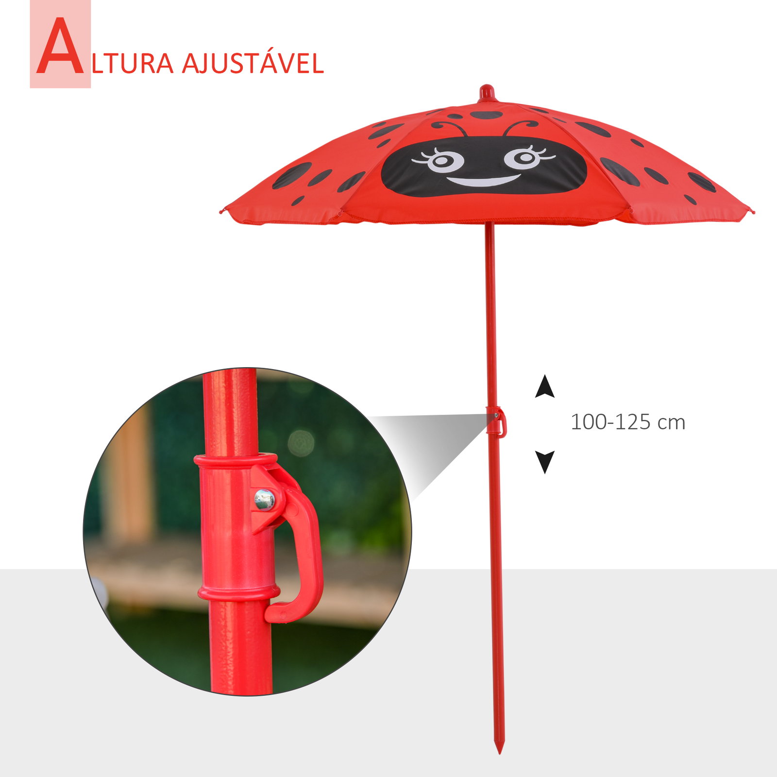 Conjunto de Mesa e Cadeira de Jardim Conjunto de Picnic Dobrável para Crianças Conjunto de Mesa com Chapéu de Sol com Altura Aju