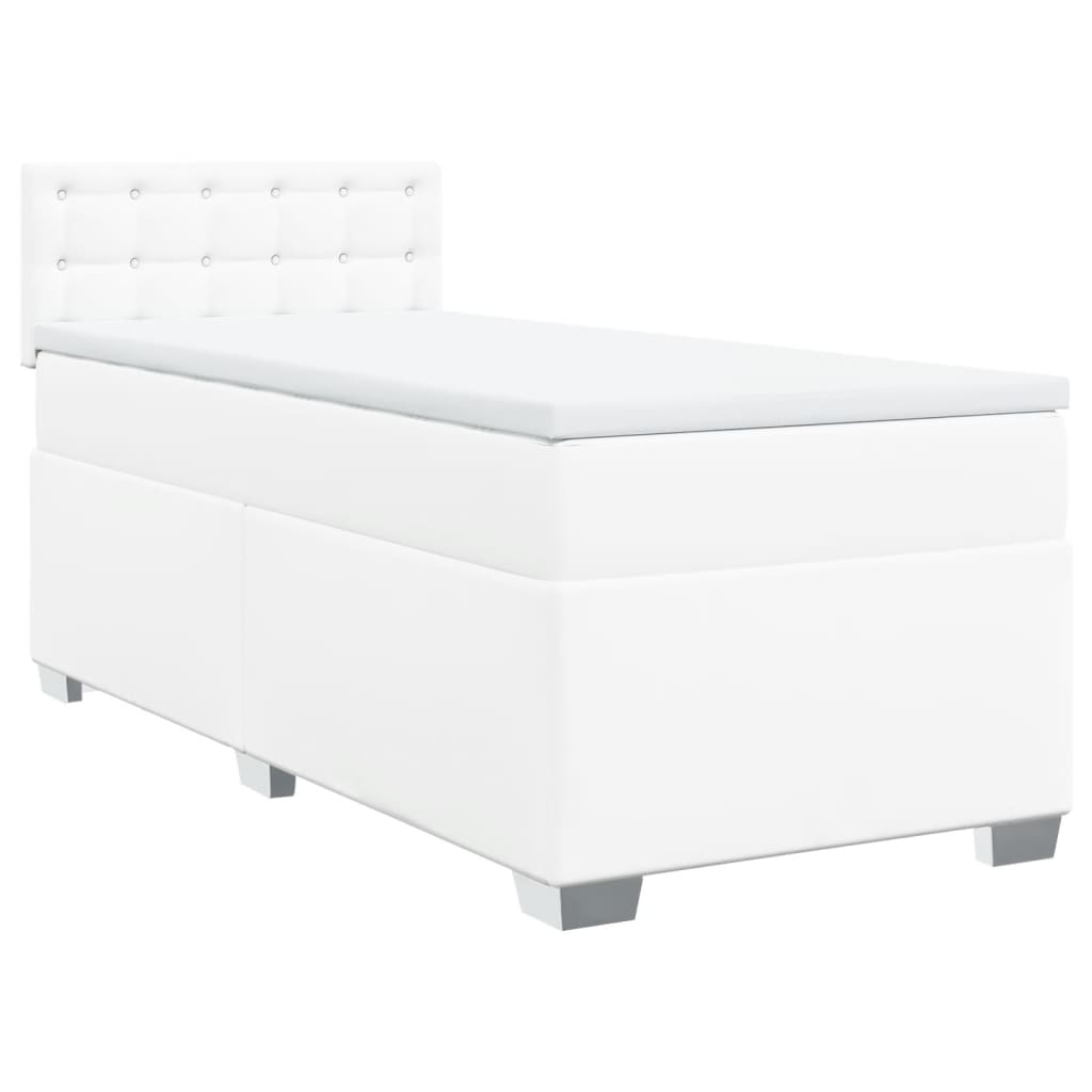Cama com molas/colchão 80x200 cm couro artificial branco