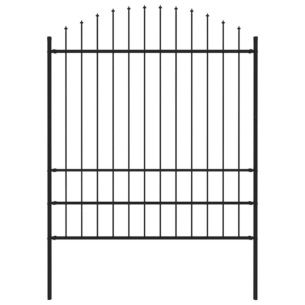 Cerca de jardim com topo em forma de lança em aço 181x200 cm, preta