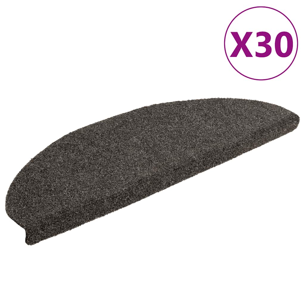 Tapetes de escada autoadesivos 30 peças 65x21x4 cm antracite semicircular grande