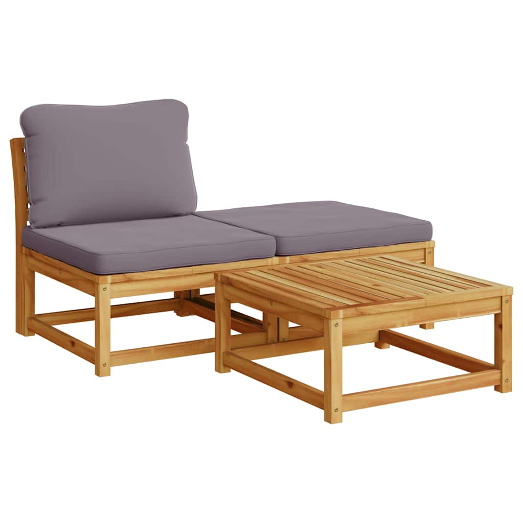 5 Pcs conjunto lounge de jardim c/ almofadões acácia maciça