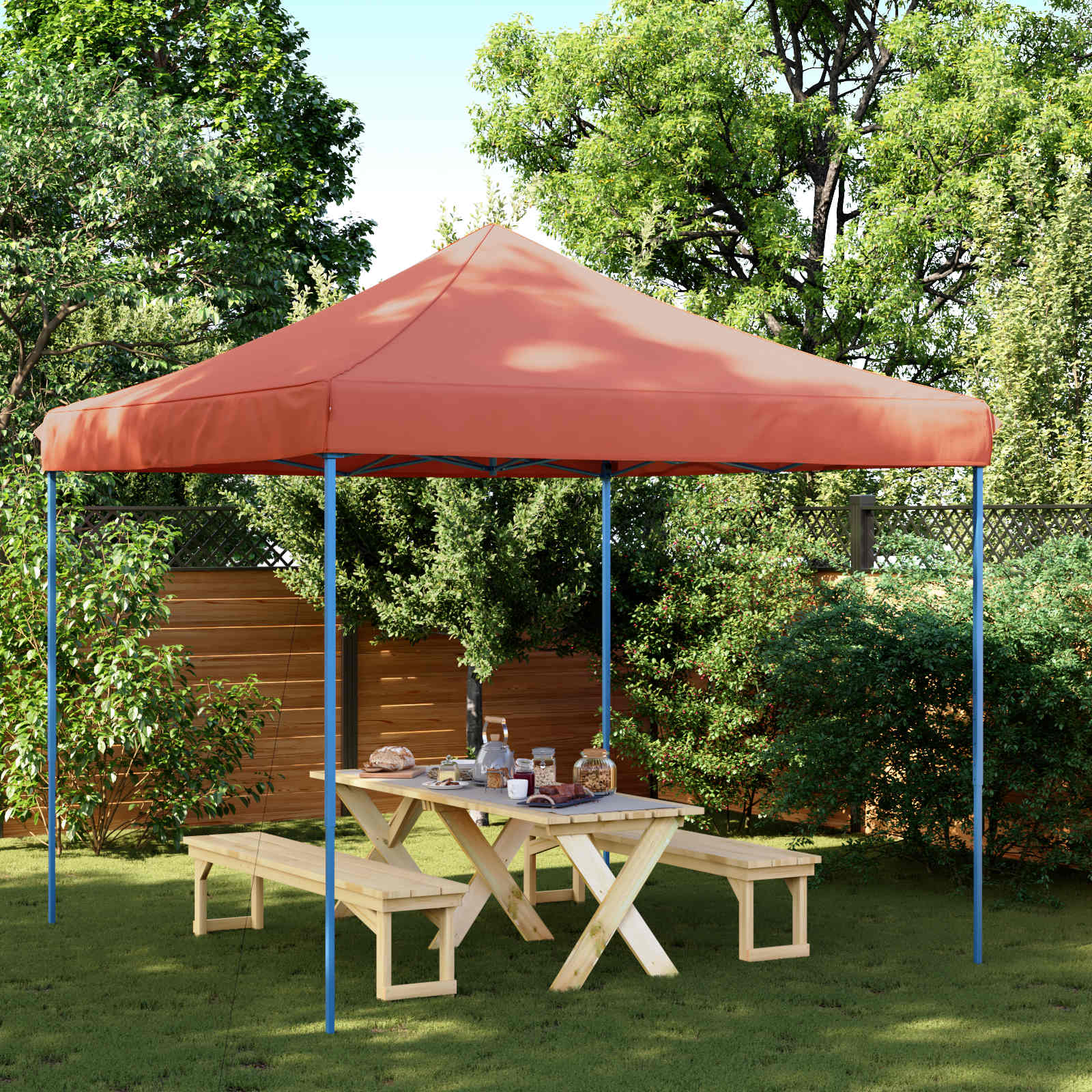 Tenda de festa terracota 292 x 292 x 315 cm tecido oxford