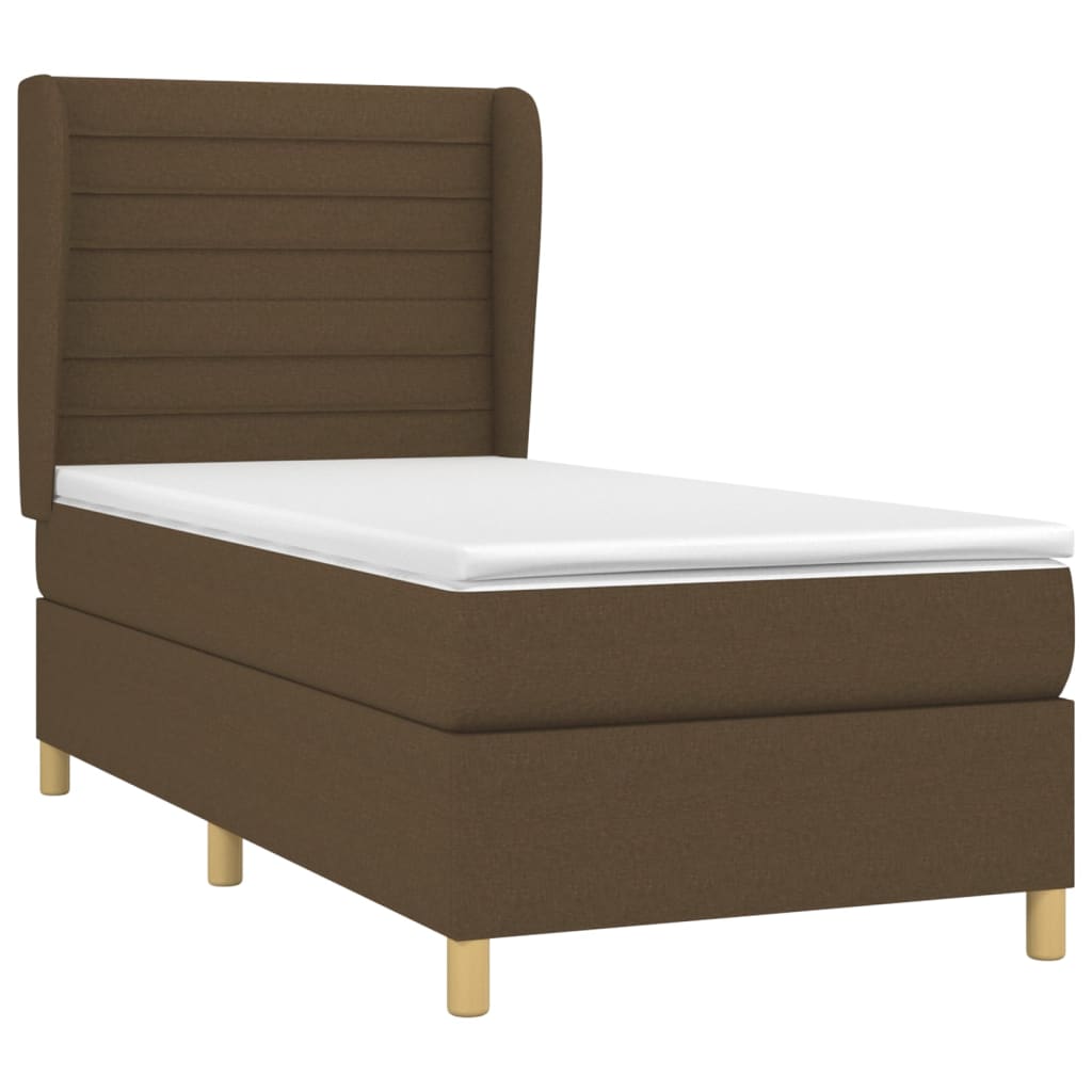 Cama com molas/colchão 80x200 cm tecido castanho-escuro