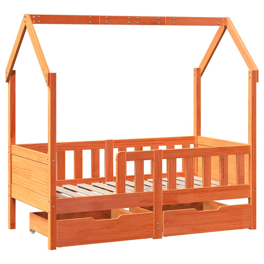 Estrutura de cama infantil c/ gavetas 80x170 cm pinho maciço