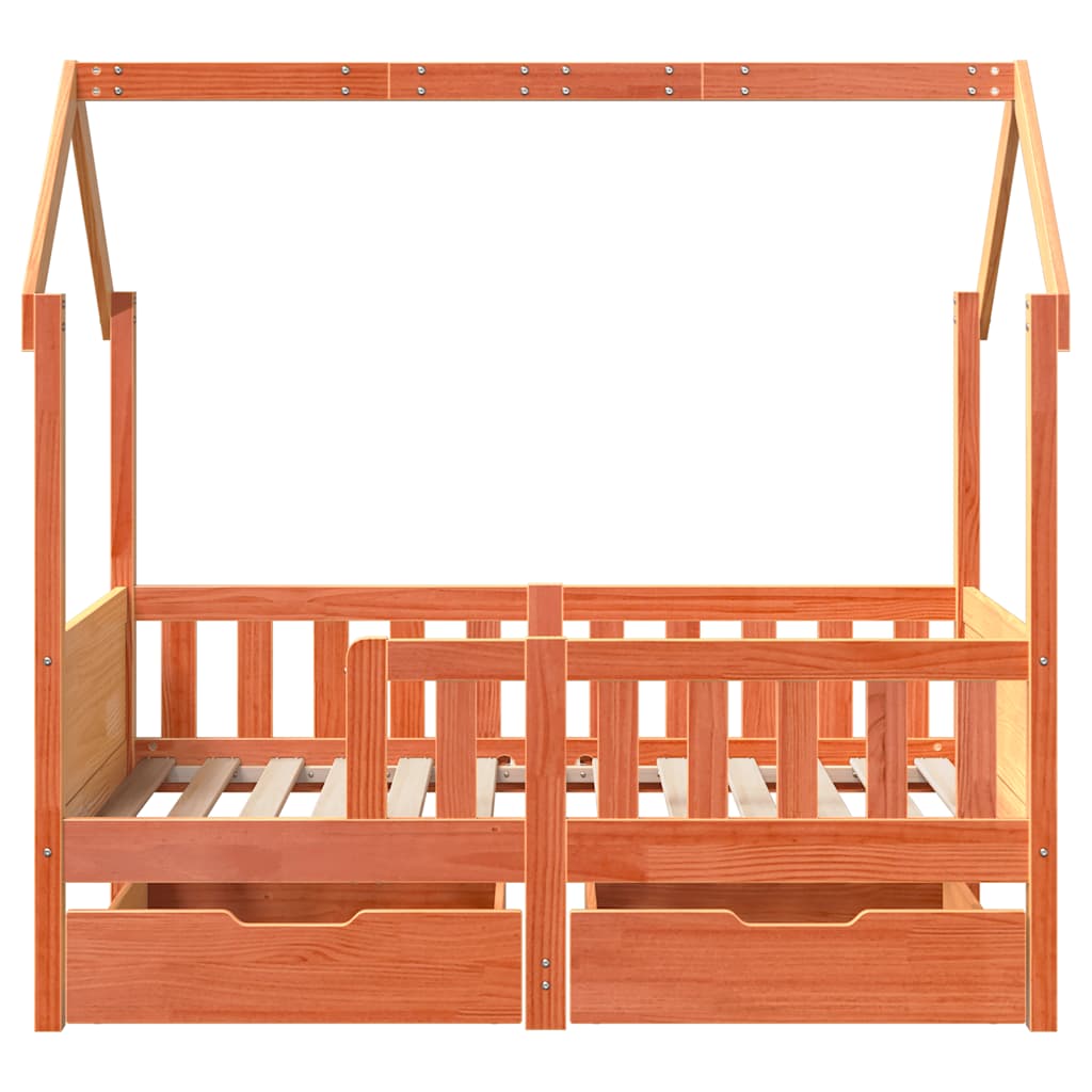 Estrutura de cama infantil c/ gavetas 80x170 cm pinho maciço