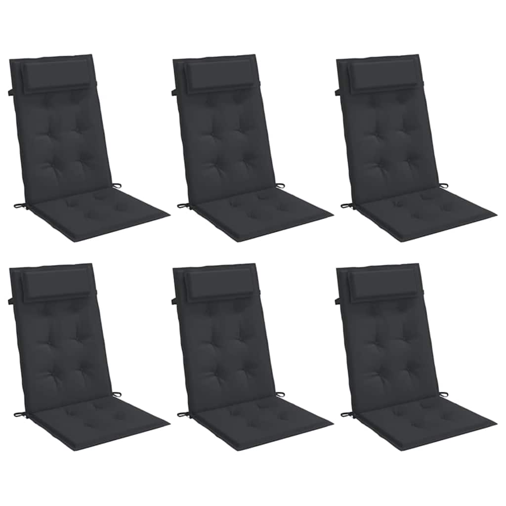 Almofadões p/ cadeira encosto alto 6 pcs tecido oxford preto