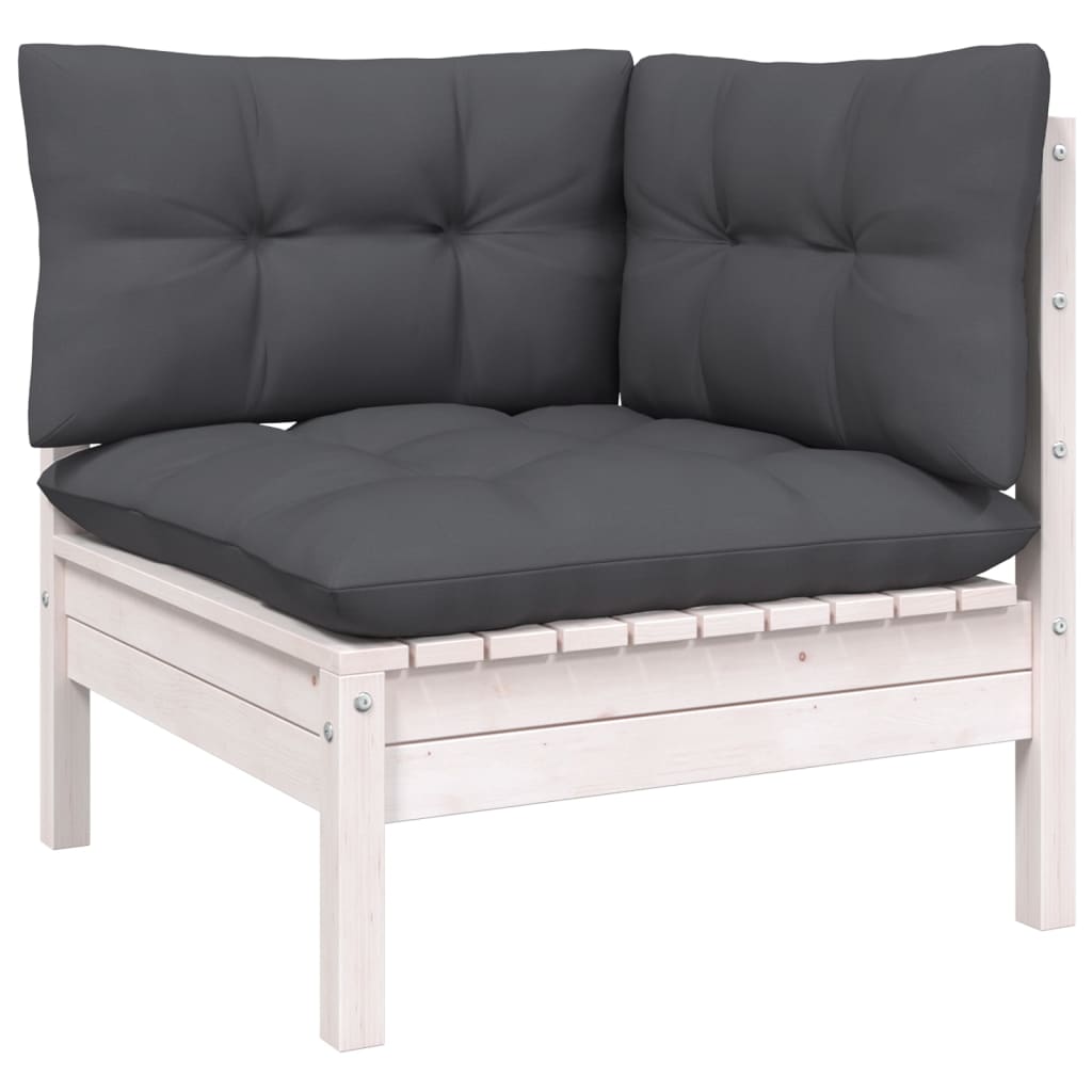10 Pcs conjunto lounge de jardim c/ almofadões pinho branco