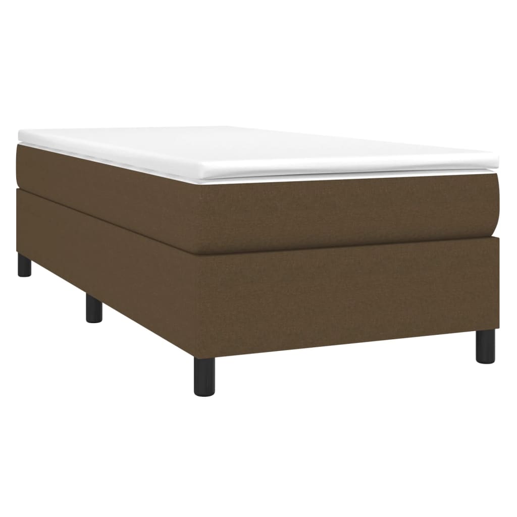 Estrutura de cama com molas 100x200 cm tecido castanho-escuro