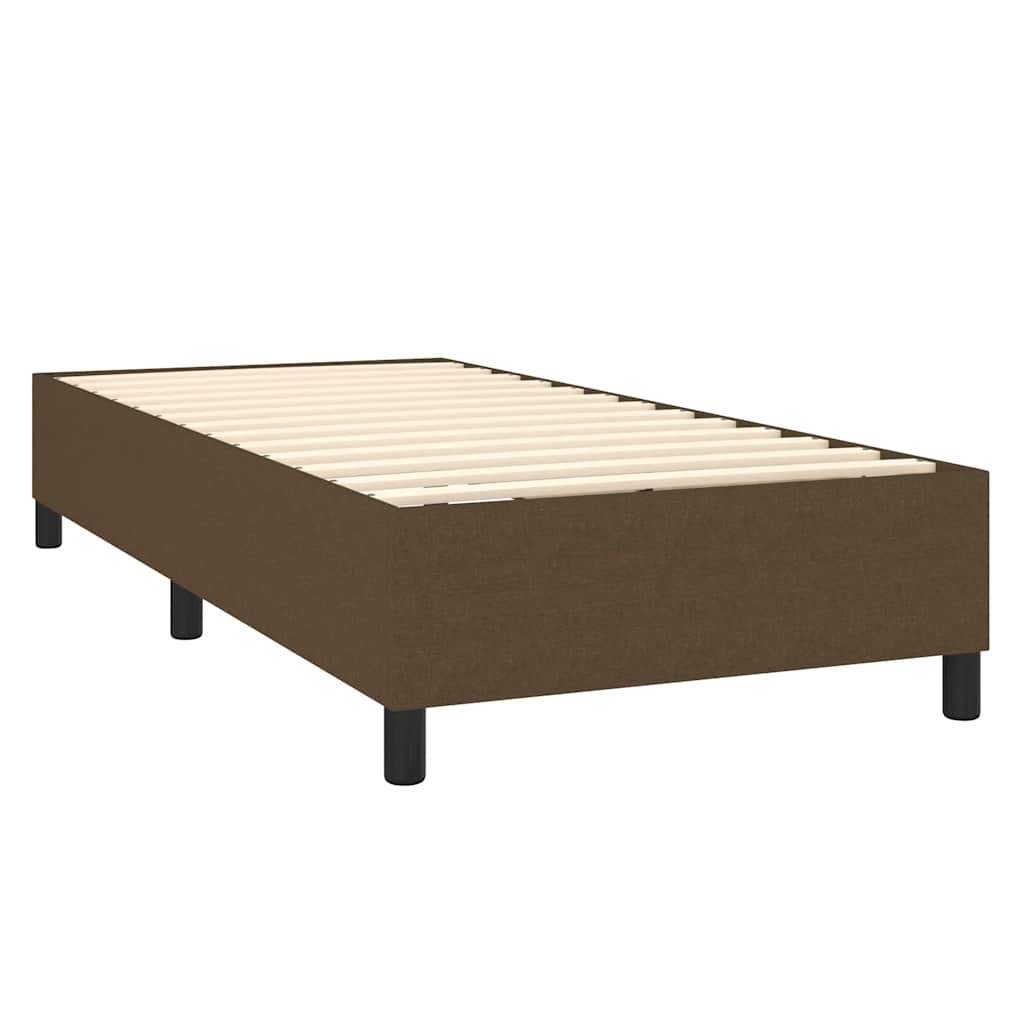 Estrutura de cama com molas 100x200 cm tecido castanho-escuro