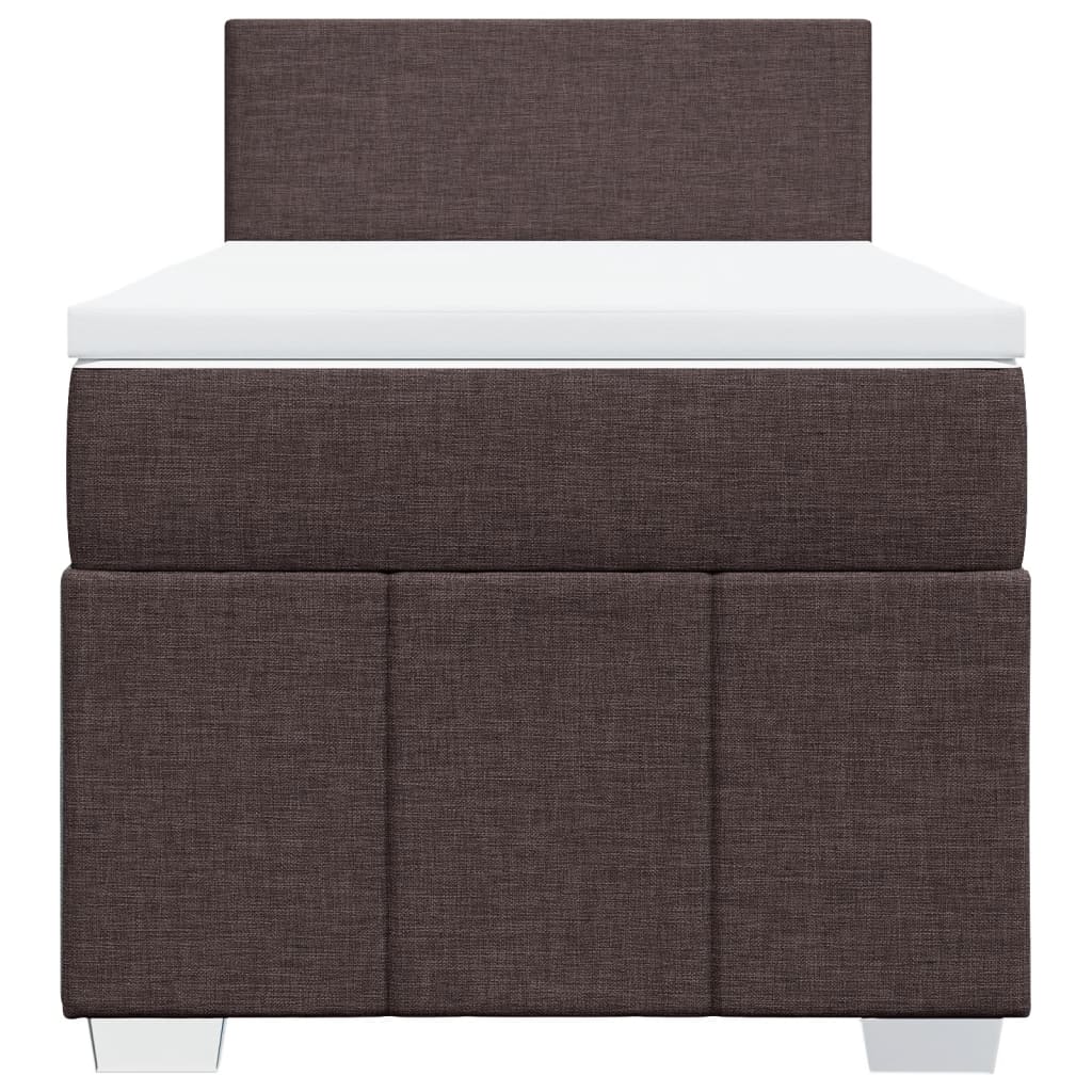 Cama com molas/colchão 100x200 cm tecido castanho-escuro