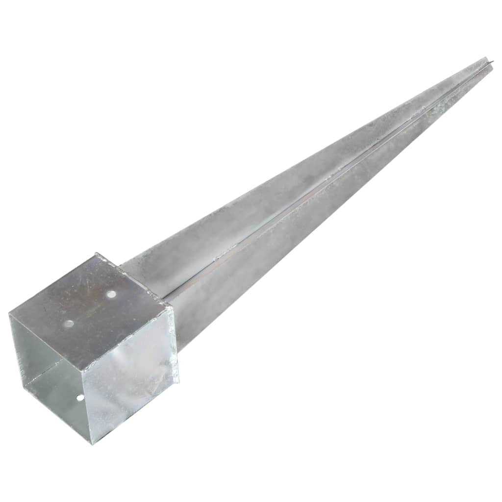 Estacas de enterrar 2 pcs 14x14x91 cm aço galvanizado prateado