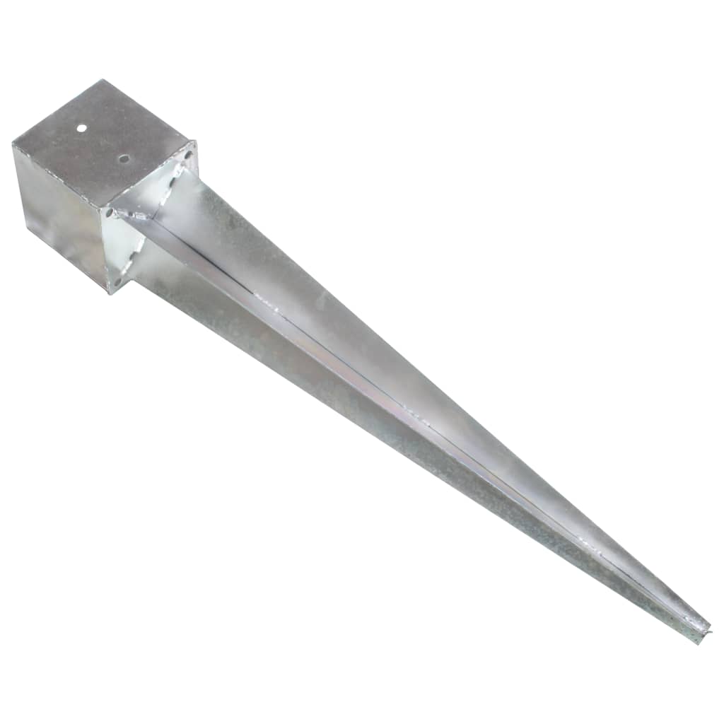 Estacas de enterrar 2 pcs 14x14x91 cm aço galvanizado prateado