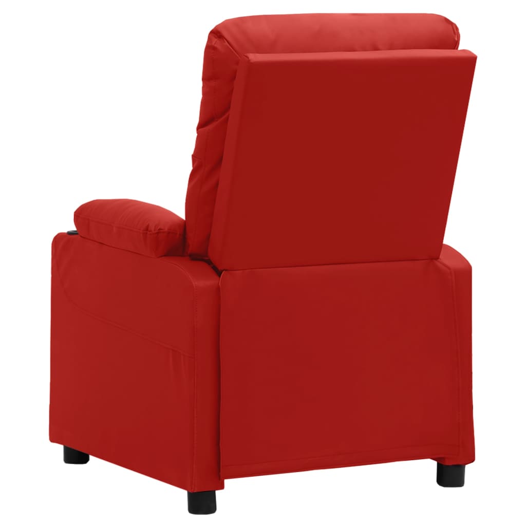 Poltrona reclinável couro artificial vermelho tinto