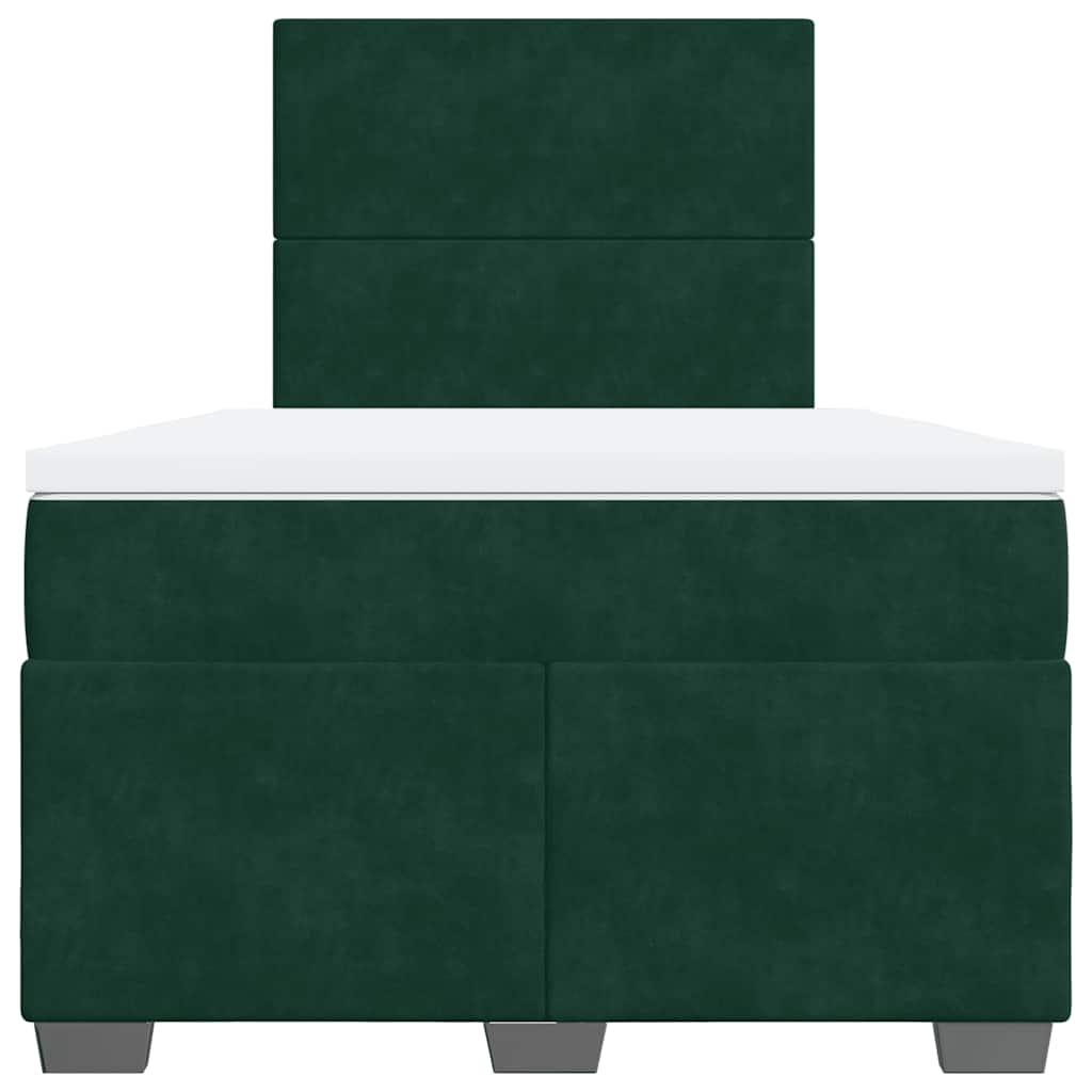 Cama boxspring com colchão 120x190 cm veludo verde-escuro