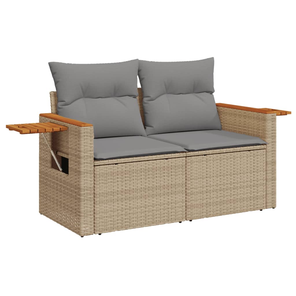 5 Pcs conjunto de sofás p/ jardim com almofadões vime PE bege