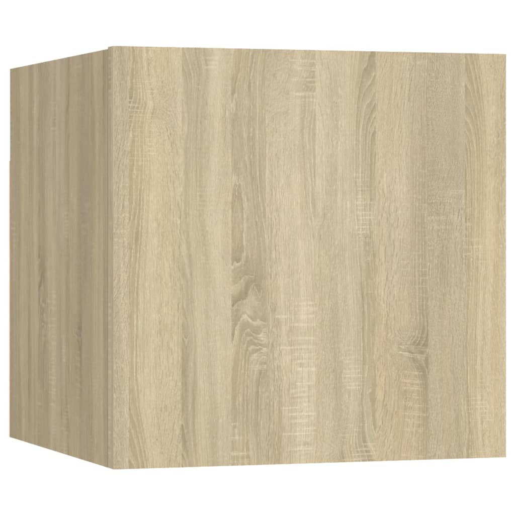 4 Pcs conjunto de móveis de TV contraplacado carvalho sonoma