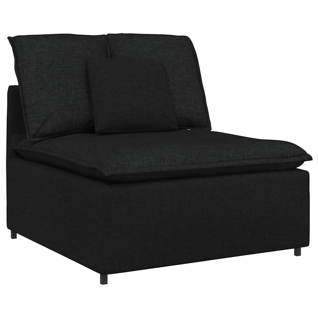 Sofá modular com pufes e almofadas tecido preto