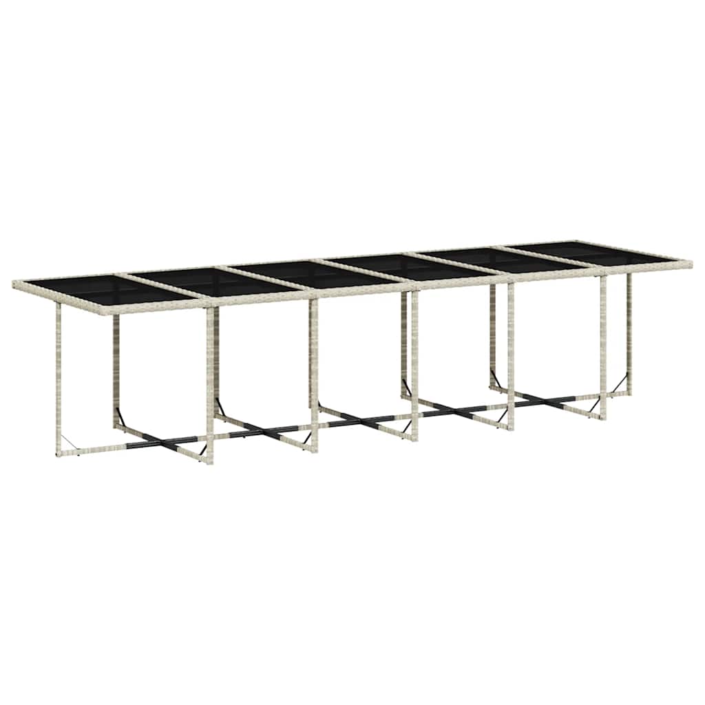 17 Pcs conj. jantar jardim c/ almofadões vime PE cinzento-claro