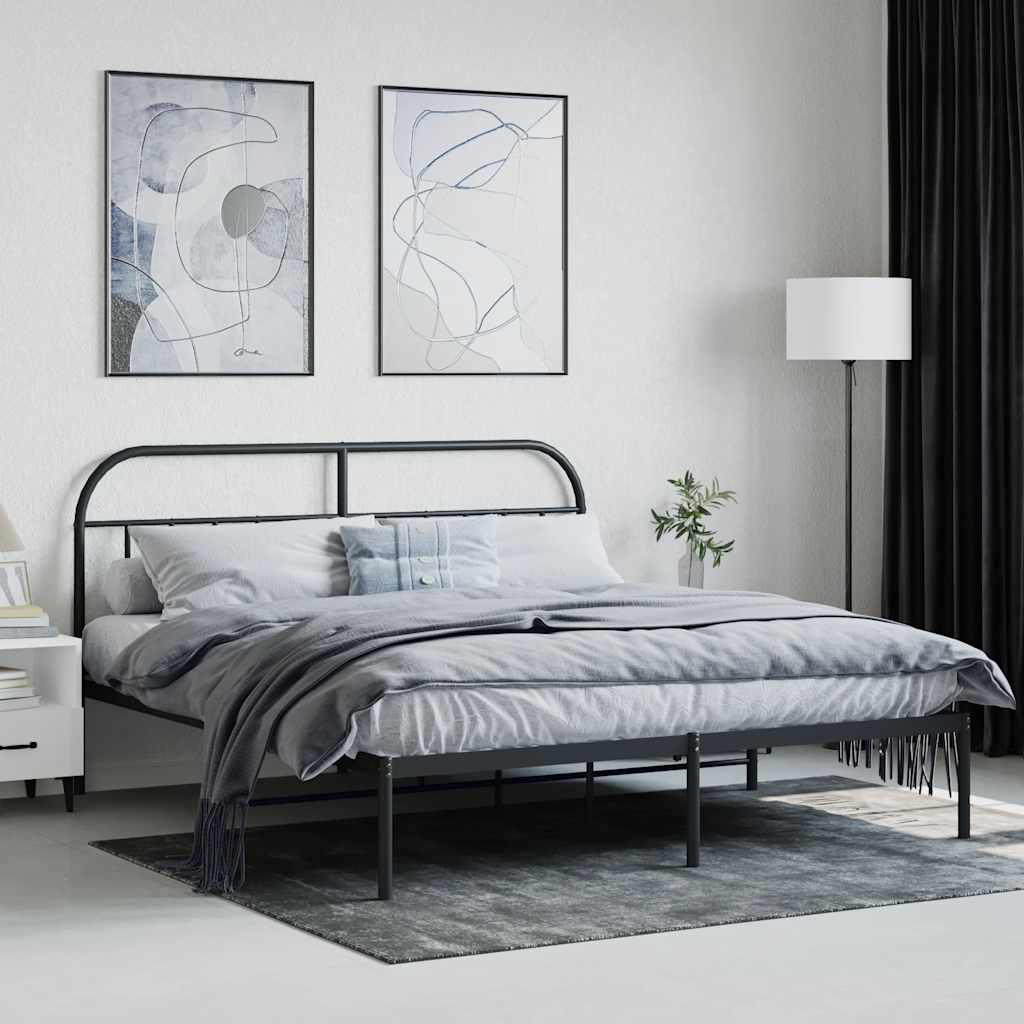 Estrutura de cama em metal com cabeceira 180x200 cm preto