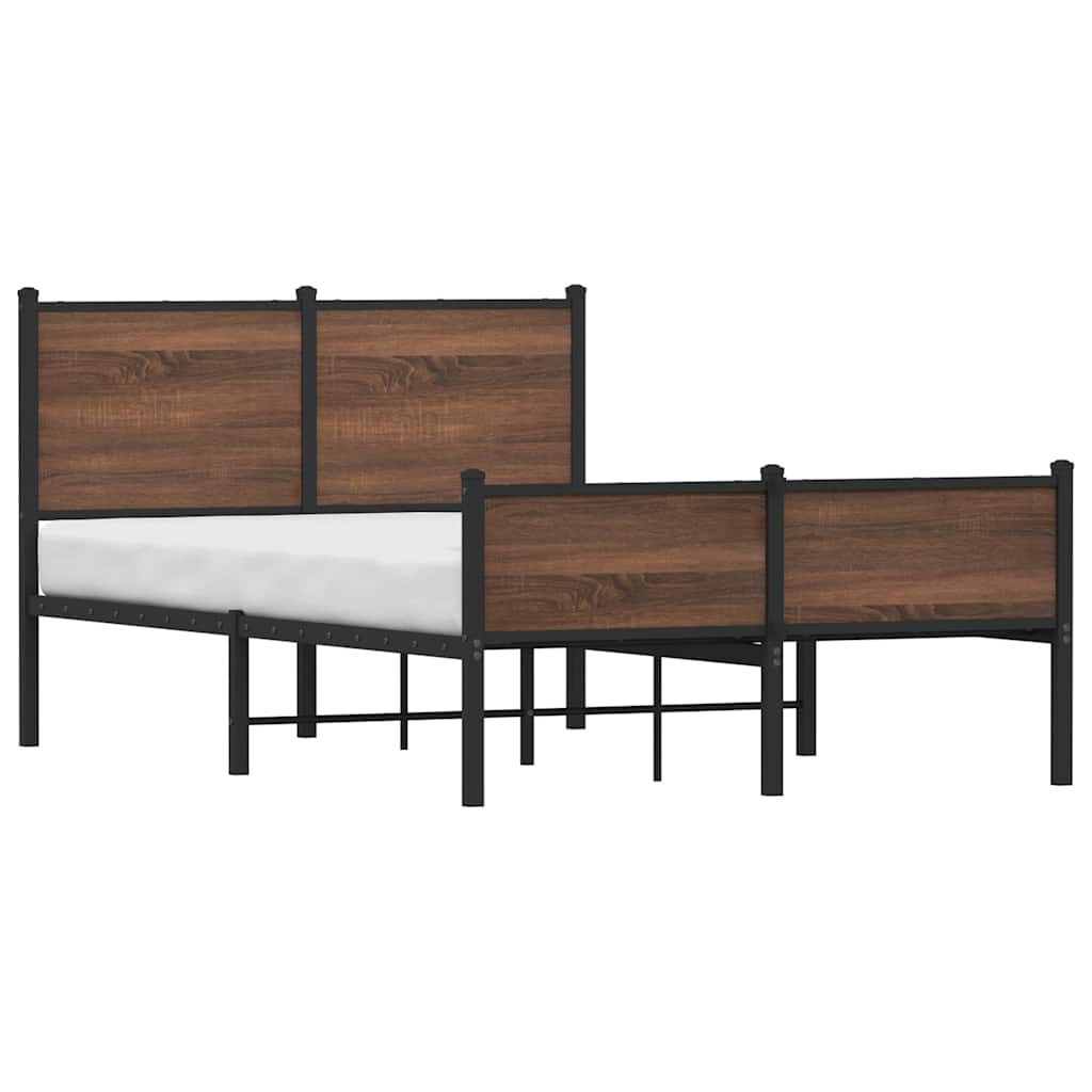 Estrutura de cama sem colchão 120x190cm metal carvalho castanho