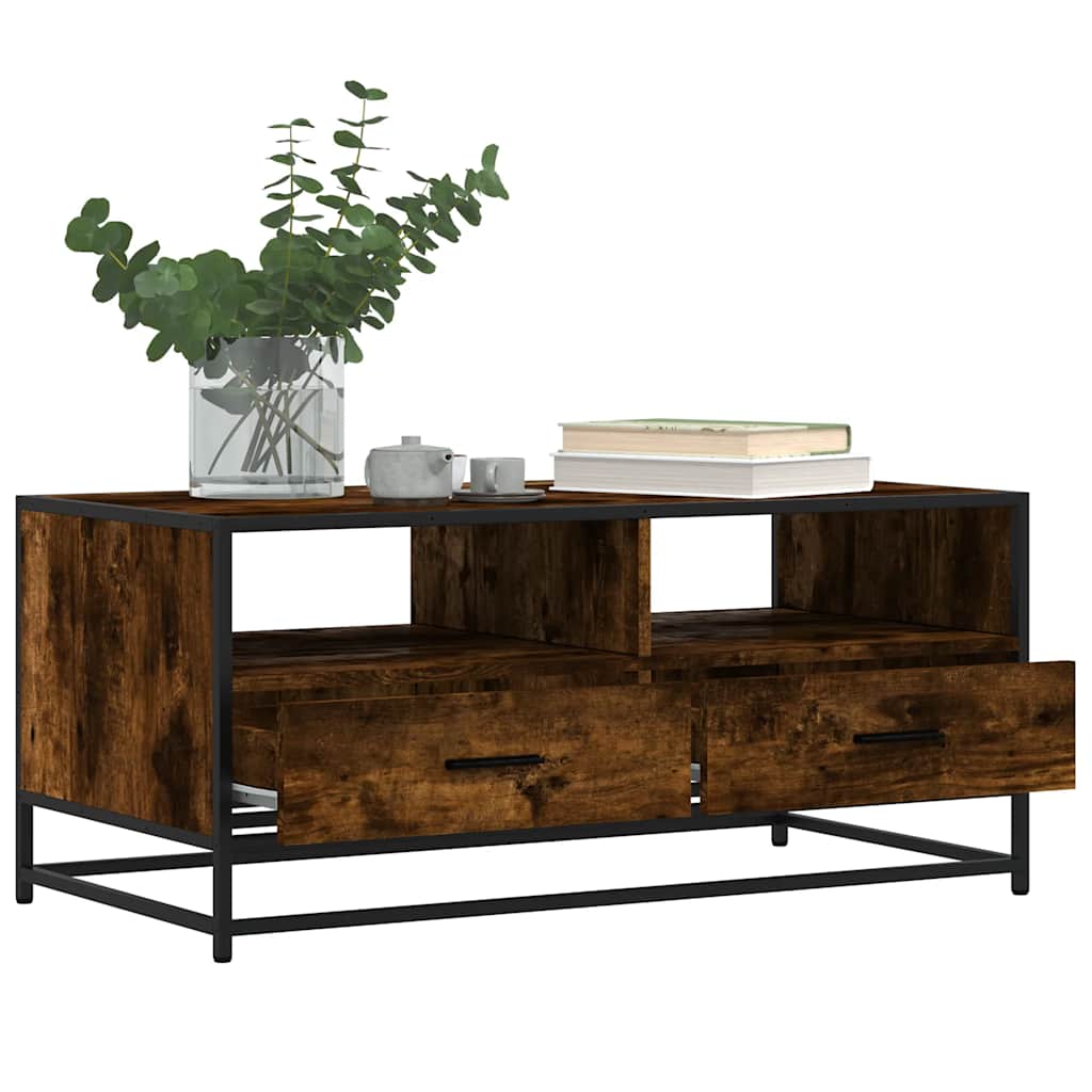 Mesa de centro 100x50x45cm deriv. madeira/metal carvalho fumado