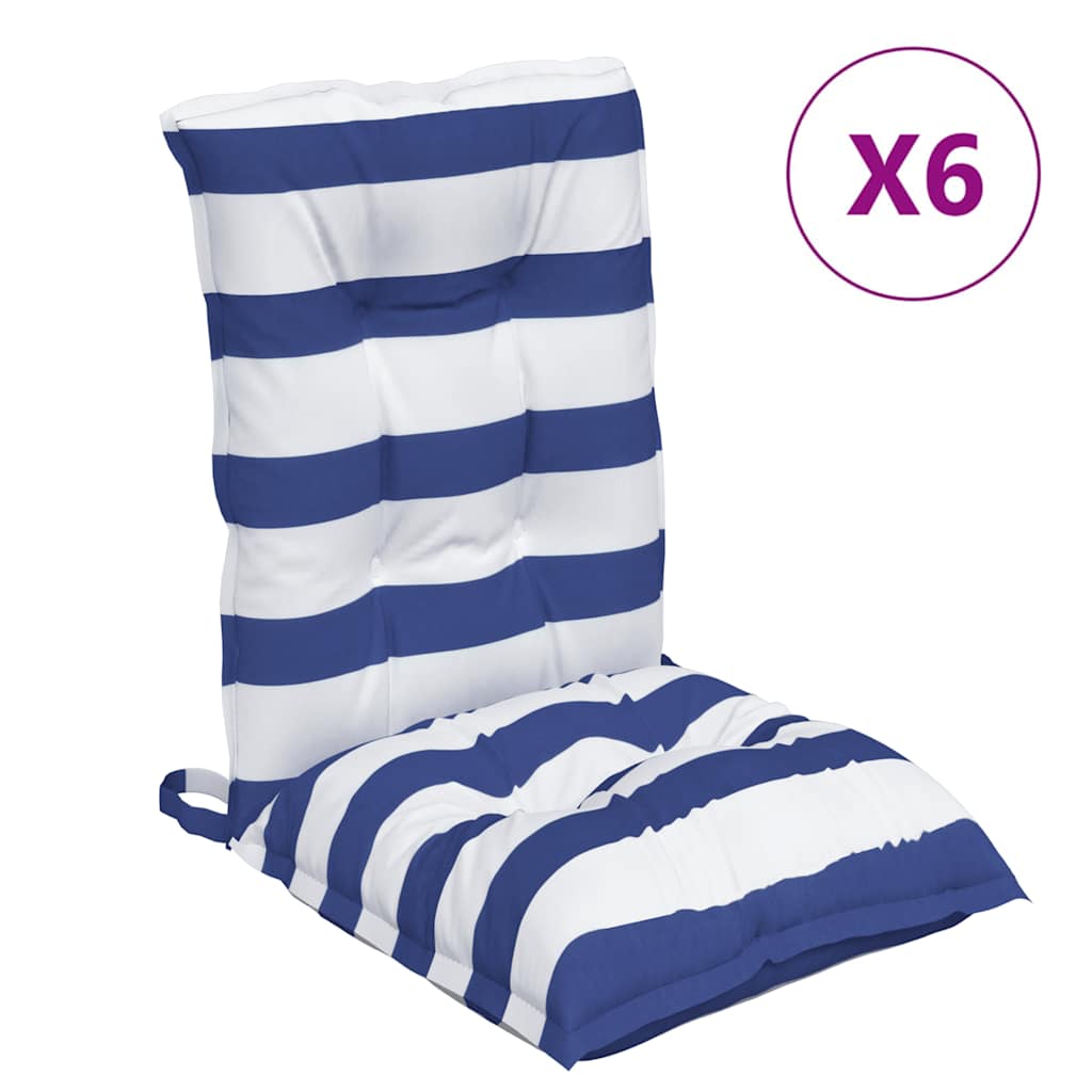 Almofadões cadeira encosto baixo 6pcs tecido oxford azul/branco