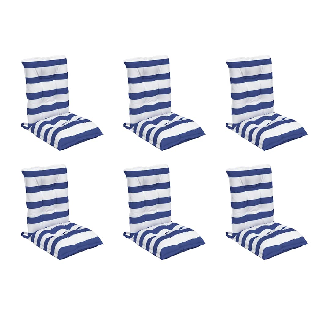 Almofadões cadeira encosto baixo 6pcs tecido oxford azul/branco