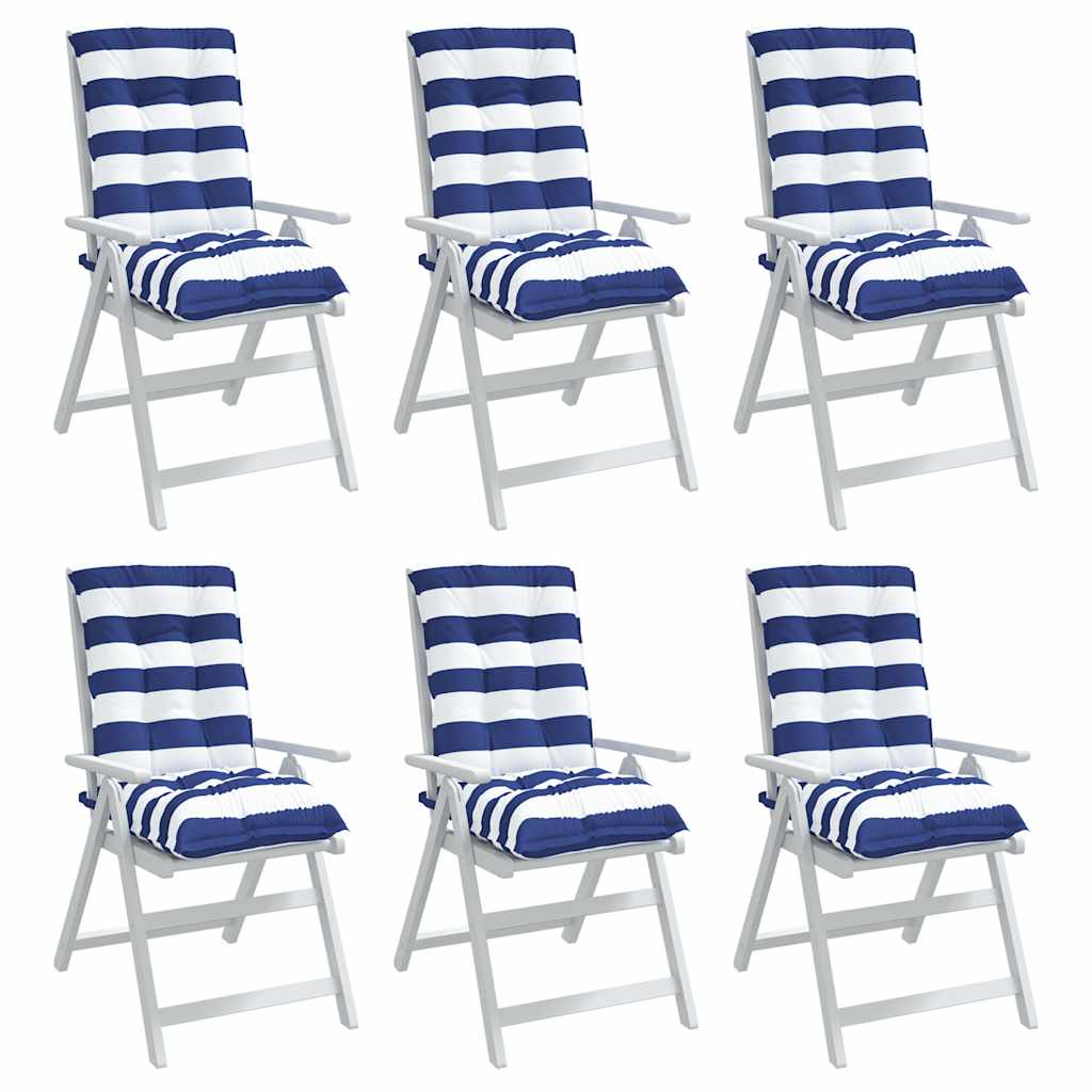 Almofadões cadeira encosto baixo 6pcs tecido oxford azul/branco