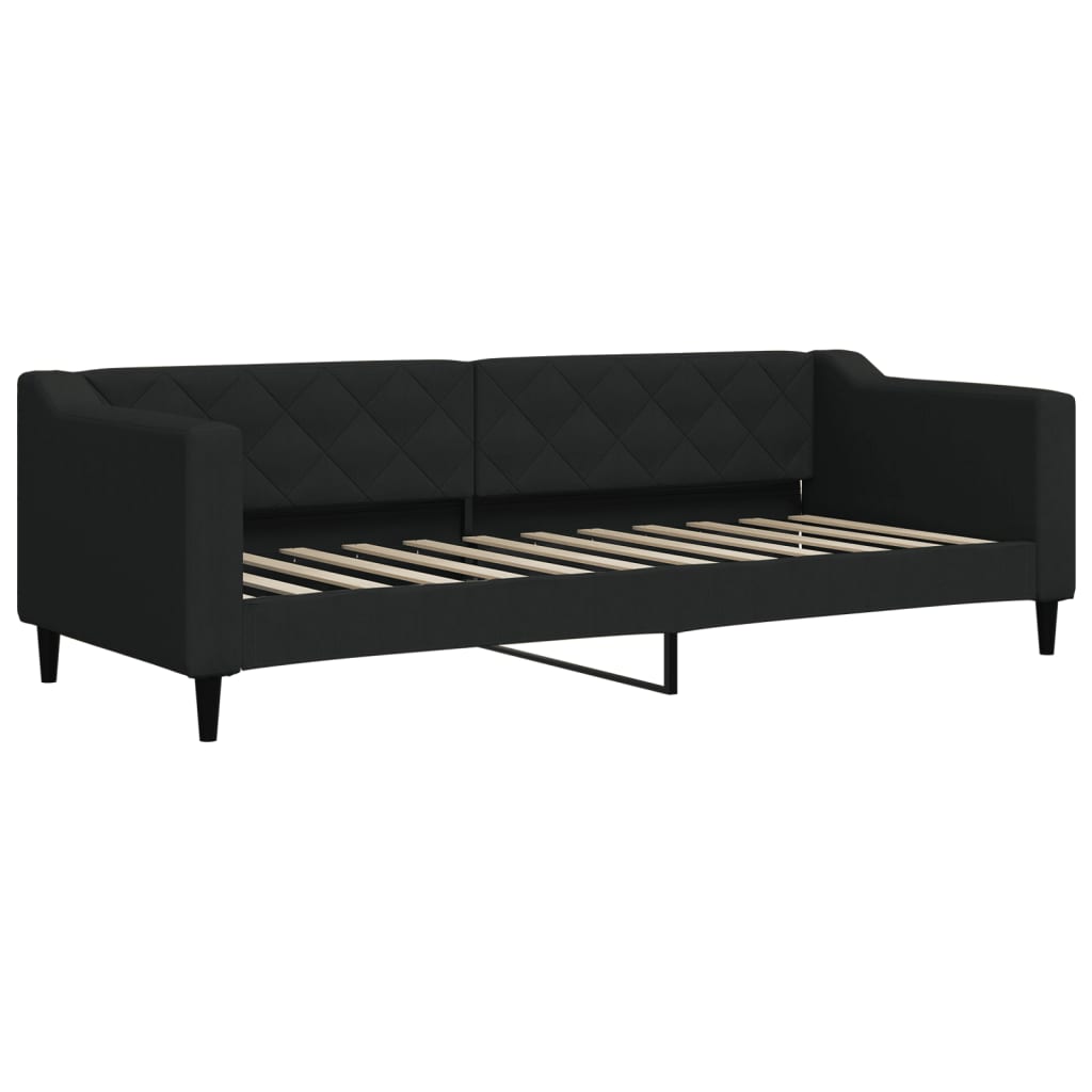 Sofá-cama com gavetão e colchões 80x200 cm tecido preto