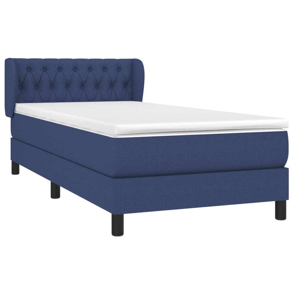 Cama com molas/colchão 100x200 cm tecido azul