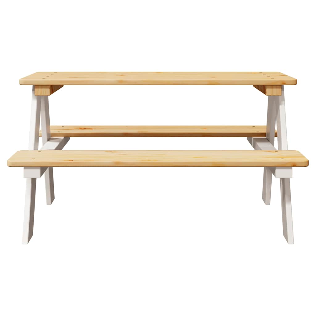 Mesa para crianças c/ bancos 90x79,5x50cm madeira maciça branco