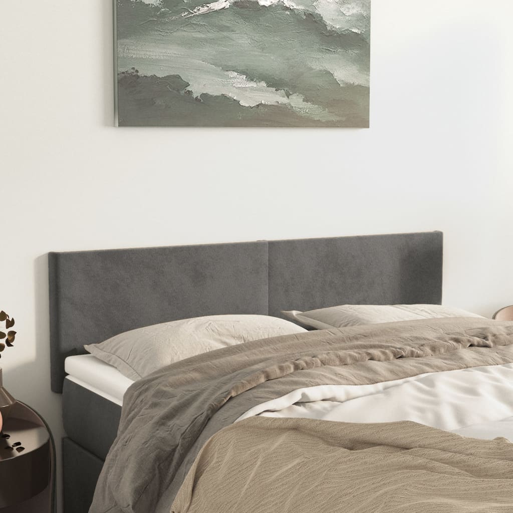 Cabeceiras cinzento-escuro 144x5x78/88 cm veludo