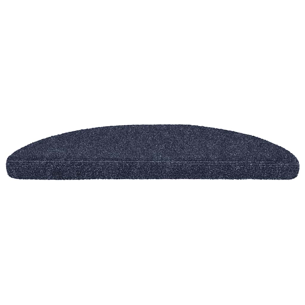 Tapetes de escada autoadesivos 15 peças 56x17x3 cm azul semicircular