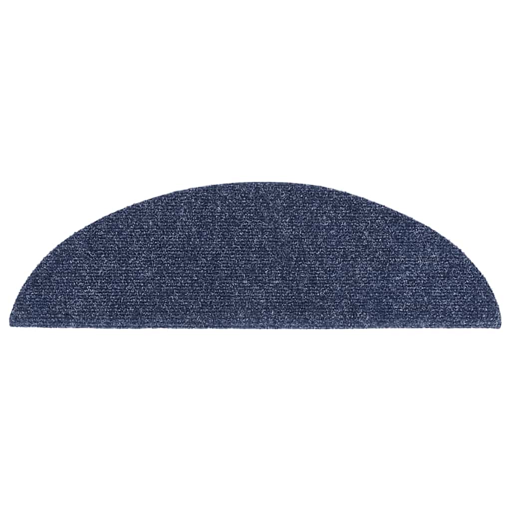 Tapetes de escada autoadesivos 15 peças 56x17x3 cm azul semicircular