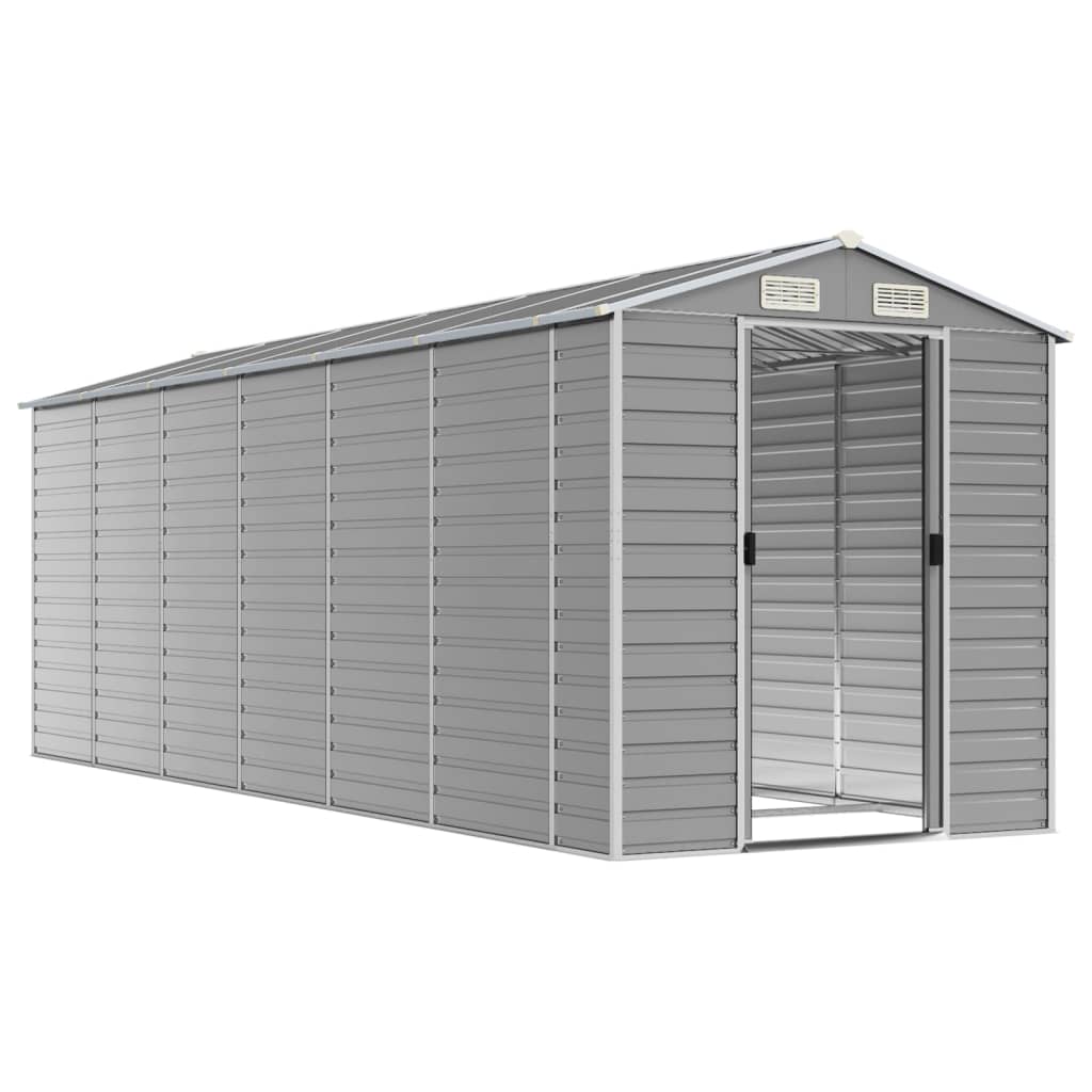 Abrigo de jardim cinza claro 191x555x198 cm aço galvanizado