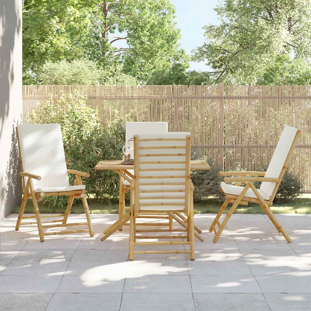 4 Pcs cadeiras reclináveis/dobráveis c/ almofadões branco nata