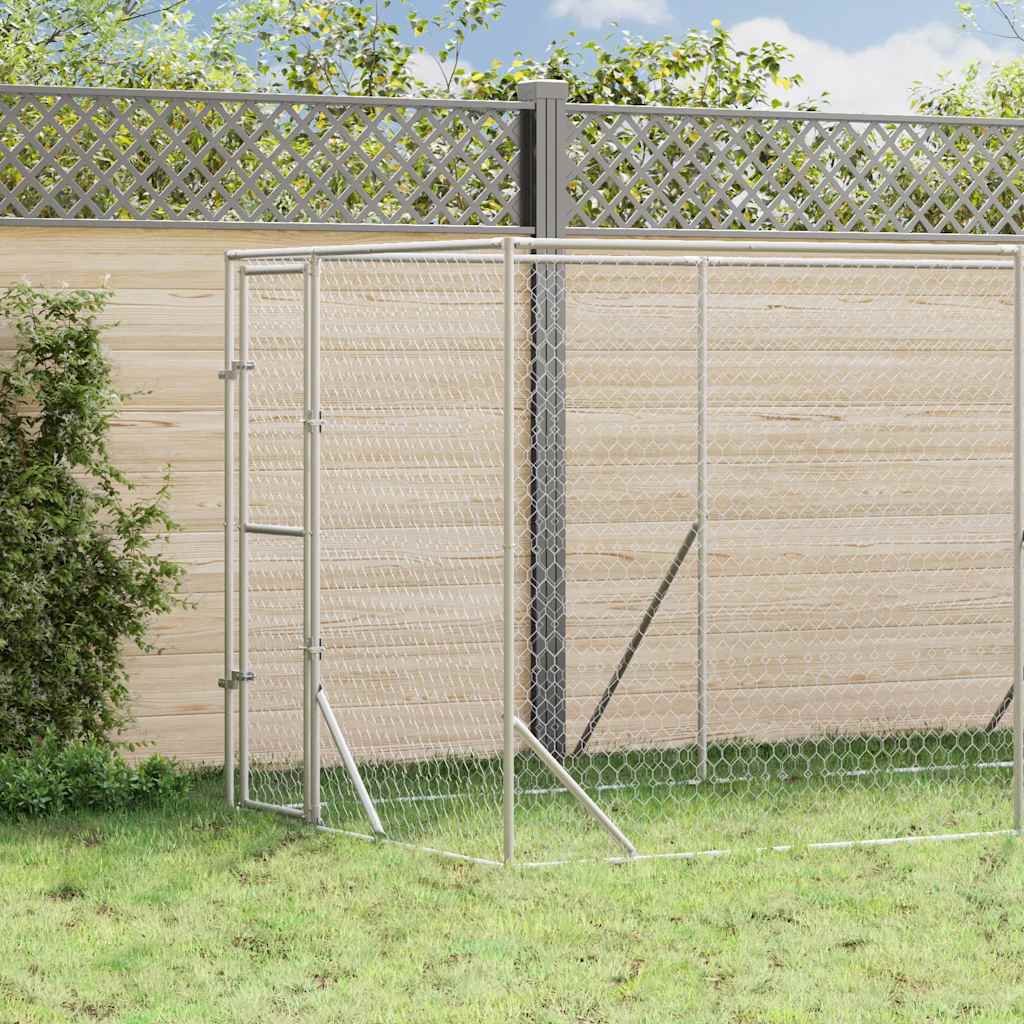 Canil de exterior 2x10x2 m aço galvanizado prateado