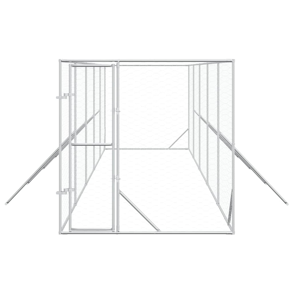 Canil de exterior 2x10x2 m aço galvanizado prateado