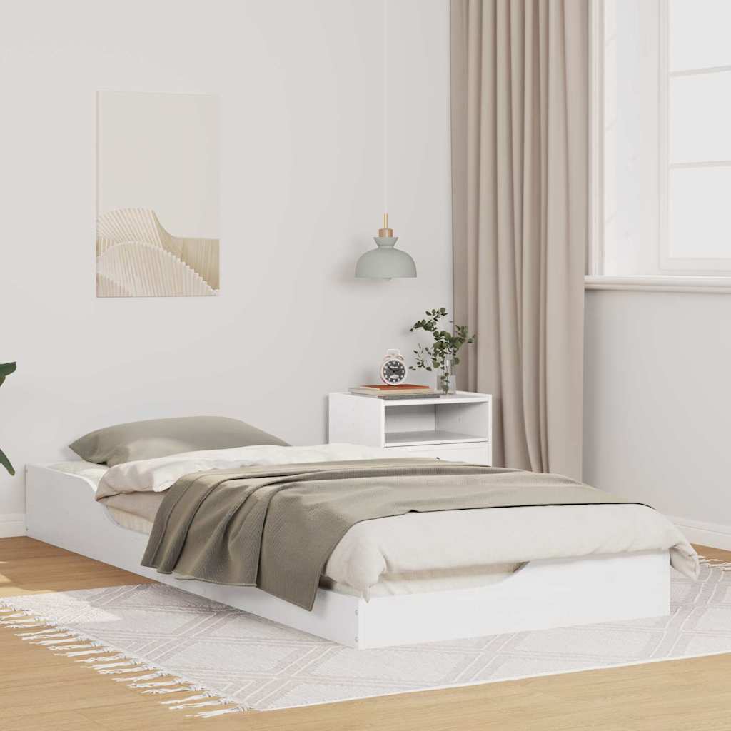 Estrutura da cama branco 90 x 220 cm madeira de pinheiro sólida