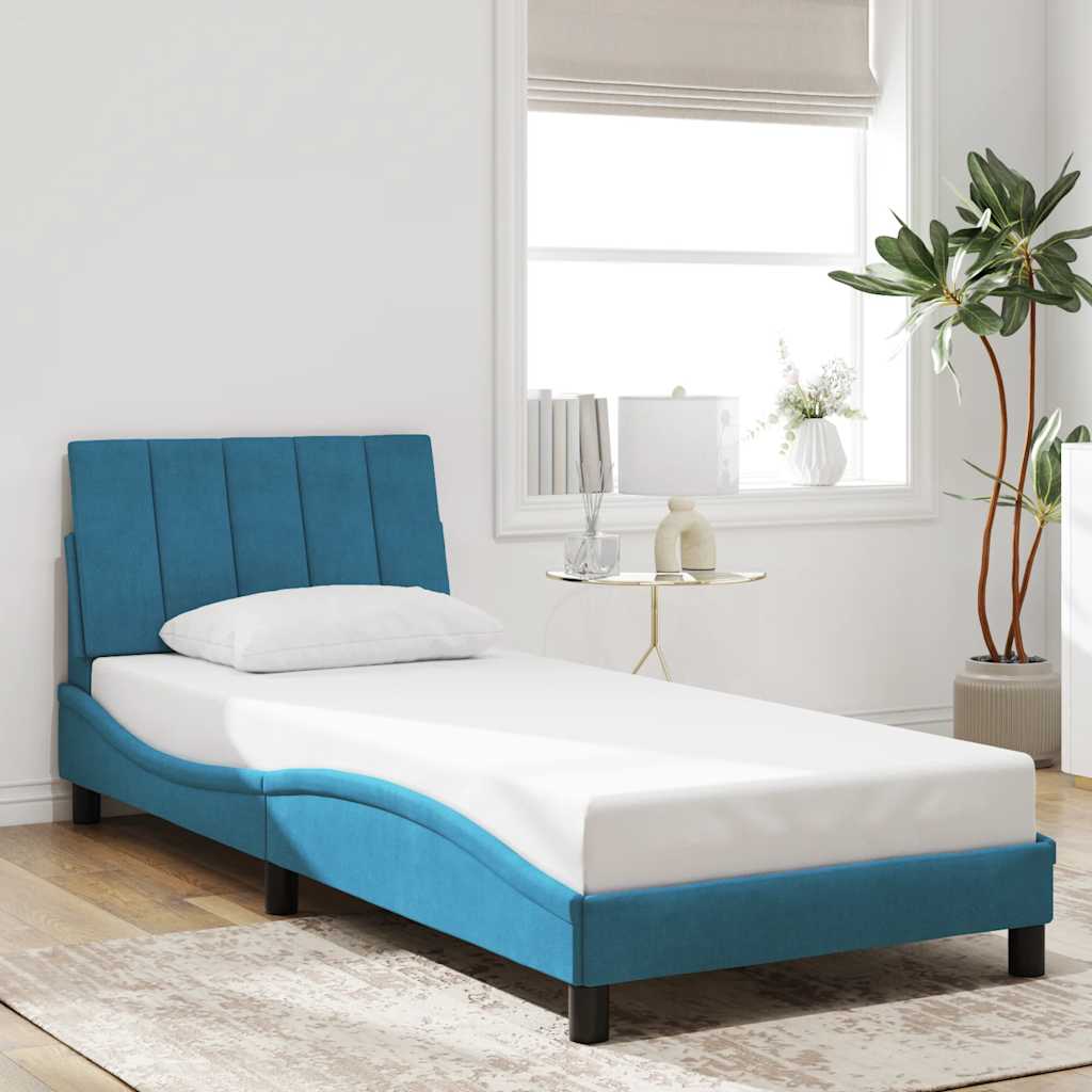 Estrutura de cama sem colchão hanko 80x200 cm veludo azul