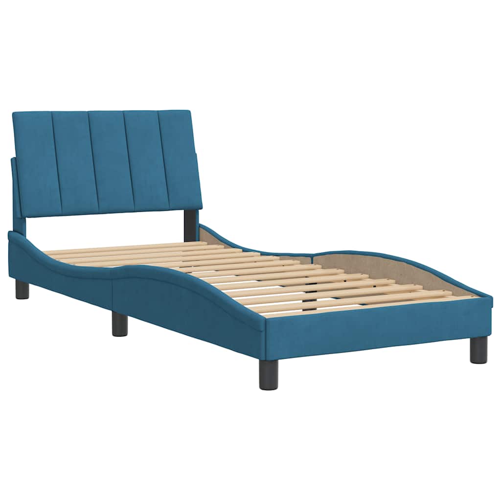 Estrutura de cama sem colchão hanko 80x200 cm veludo azul