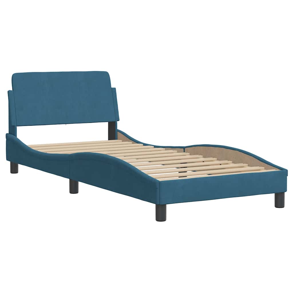 Estrutura de cama sem colchão hanko 80x200 cm veludo azul