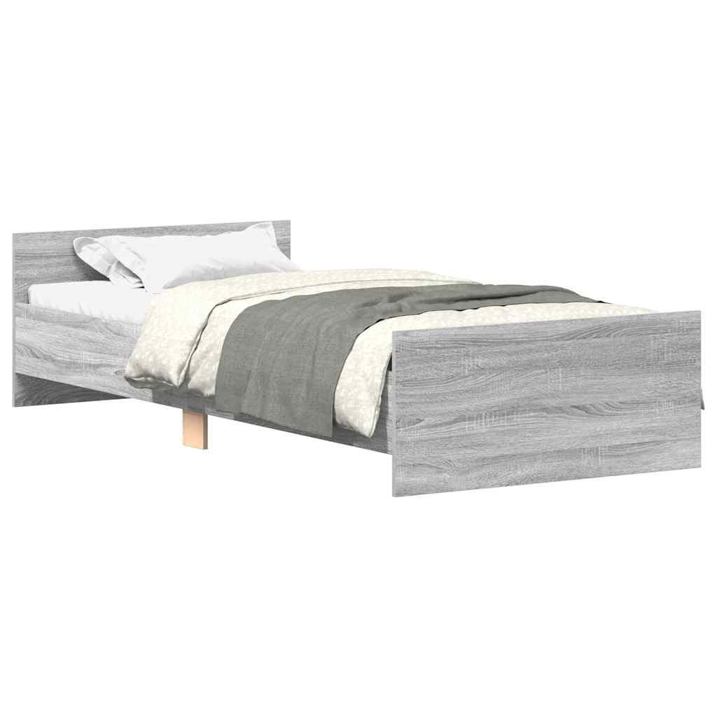 Estrutura cama 100x200 cm derivados de madeira cinzento sonoma
