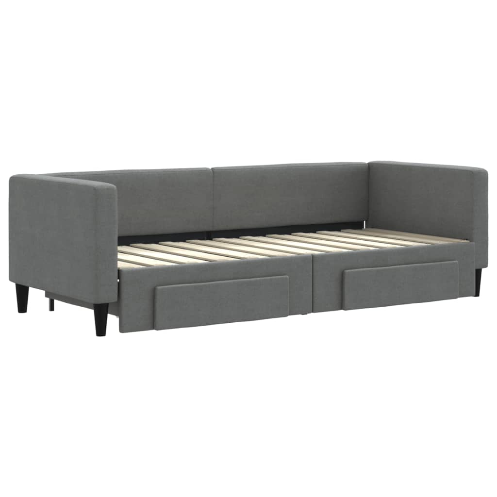 Sofá-cama c/ gavetão e gavetas 80x200 cm tecido cinzento-escuro