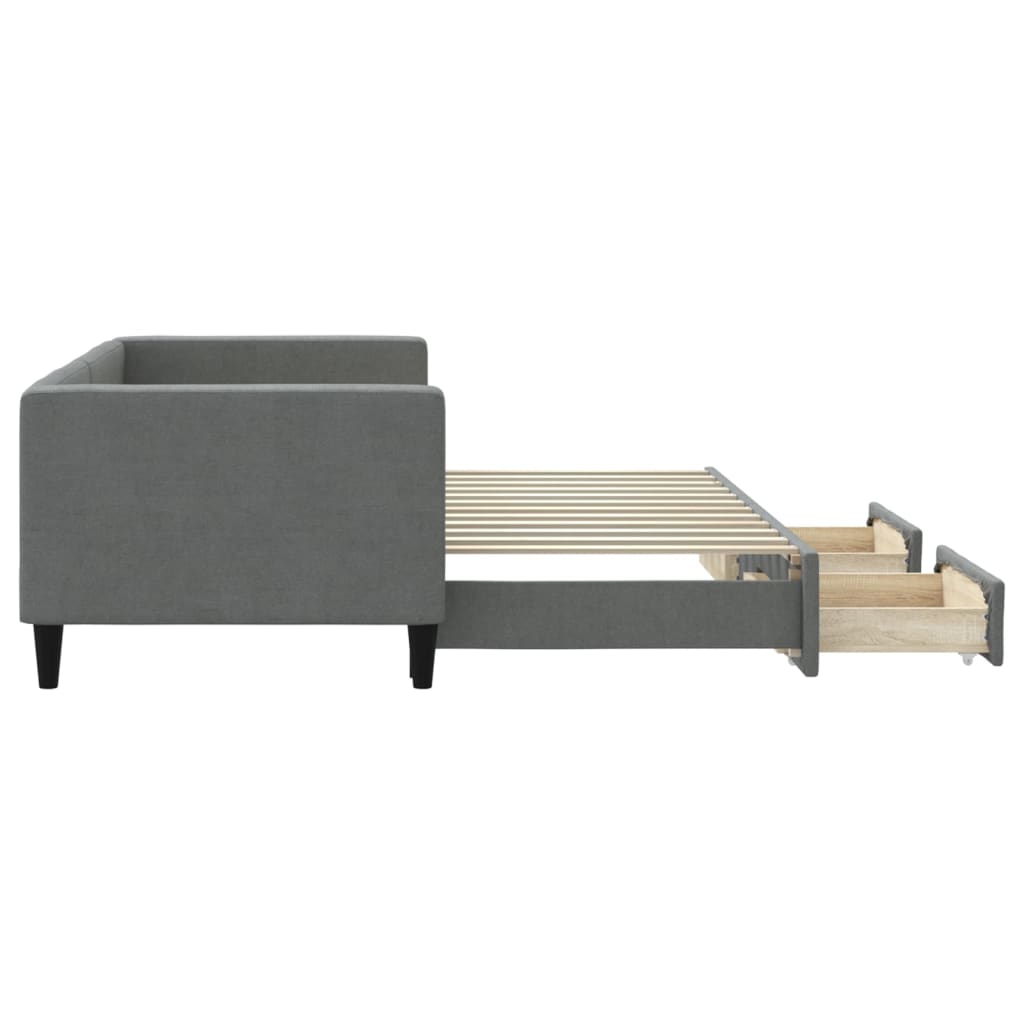 Sofá-cama c/ gavetão e gavetas 80x200 cm tecido cinzento-escuro