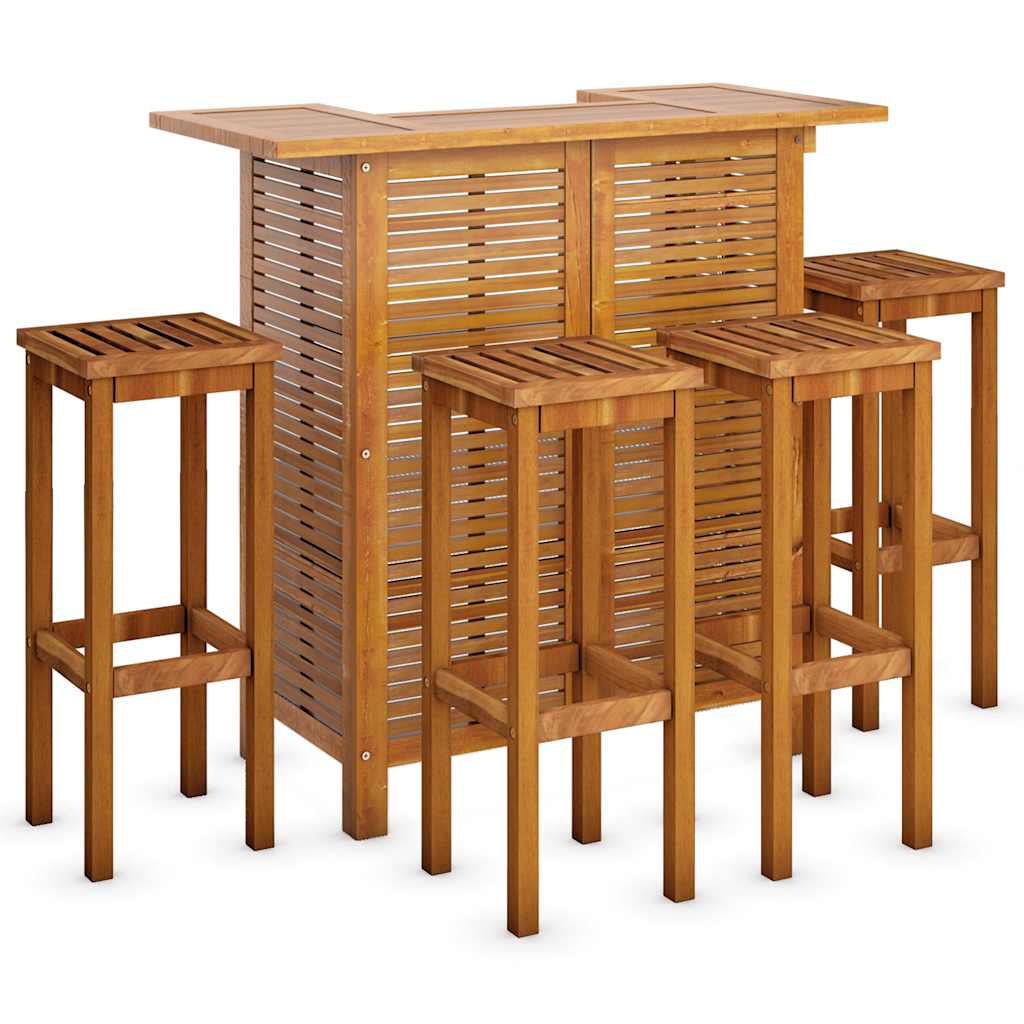 5 Pcs conjunto de bar para jardim madeira de acácia maciça