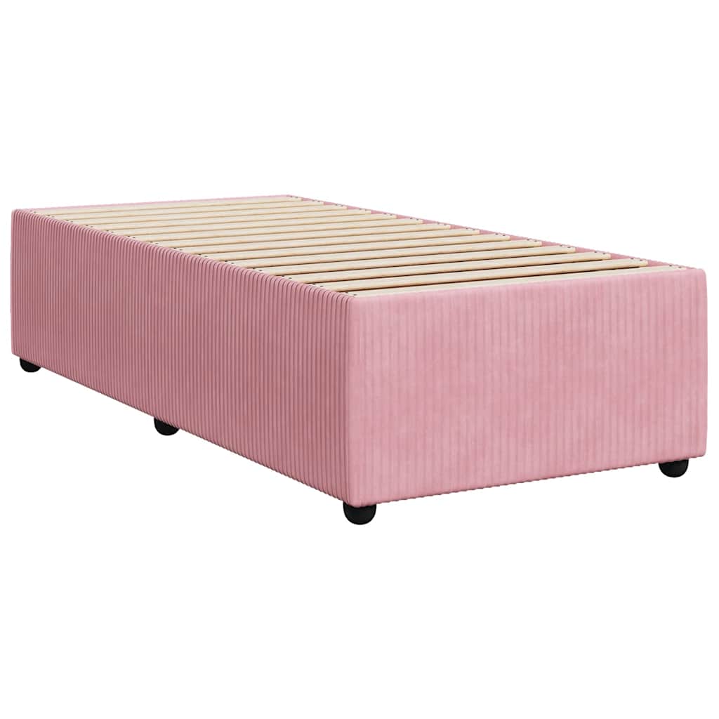 Estrutura de cama 90x190 cm veludo rosa