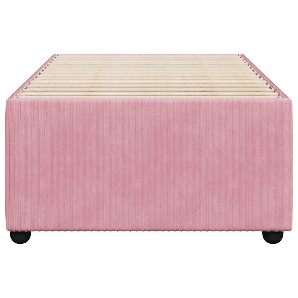 Estrutura de cama 90x190 cm veludo rosa
